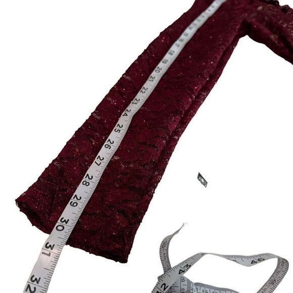 Boston Proper Sparkle Lace Longsleeve Top Womens XL Square Neckline & Keyhole - Picture 8 of 10